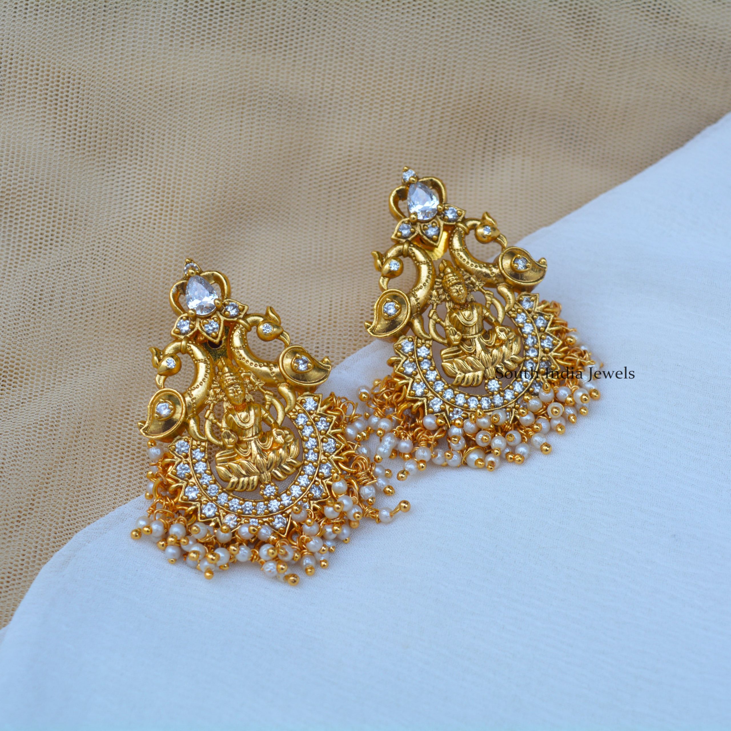 Peacock Pearl Earrings- South India Jewels - Online Shop