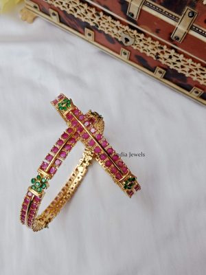 Floral Ruby Emerald Design Bangles