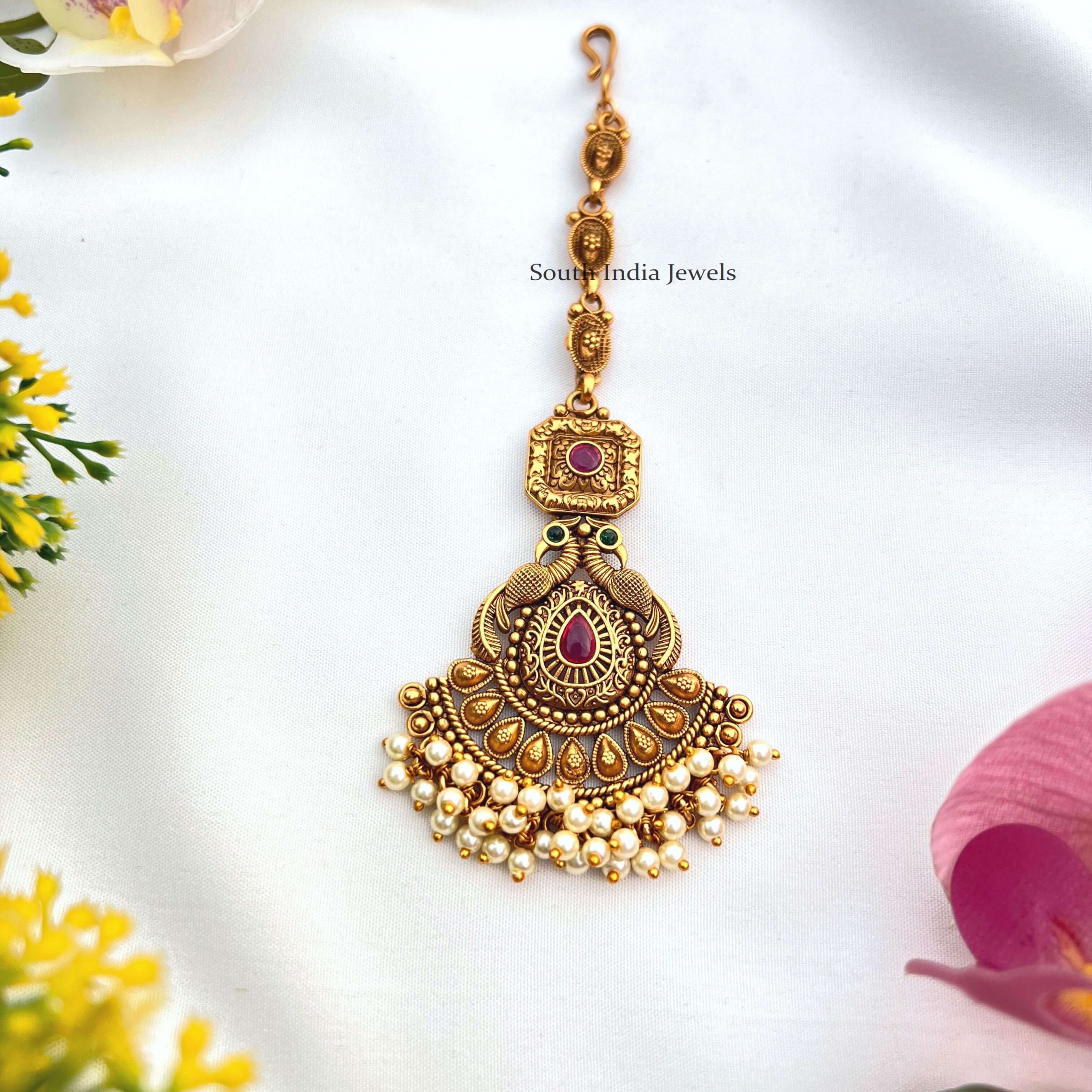 Dual Peacock Maang Tikka- South India Jewels- Online Shop