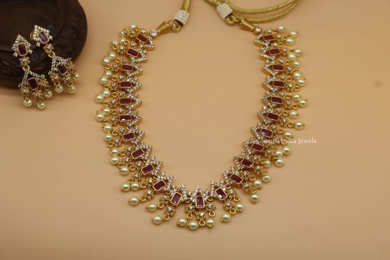 Ruby Stones Design Necklace - South India Jewels - Online Stores