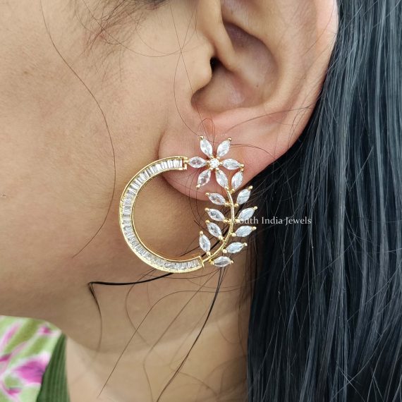 Pretty CZ Floral Design Earrings