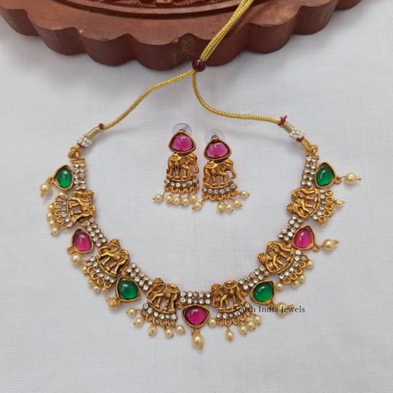 Elephant Design Necklace- South India Jewels - Online Shop
