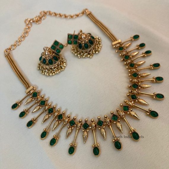 Kerala Style Mullu Design Necklace - South India Jewels - Online Shop