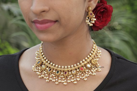 Stunning Navarathna Design Necklace