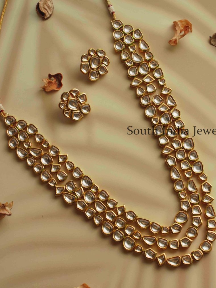 Trendy Three Layered Kundan Necklace