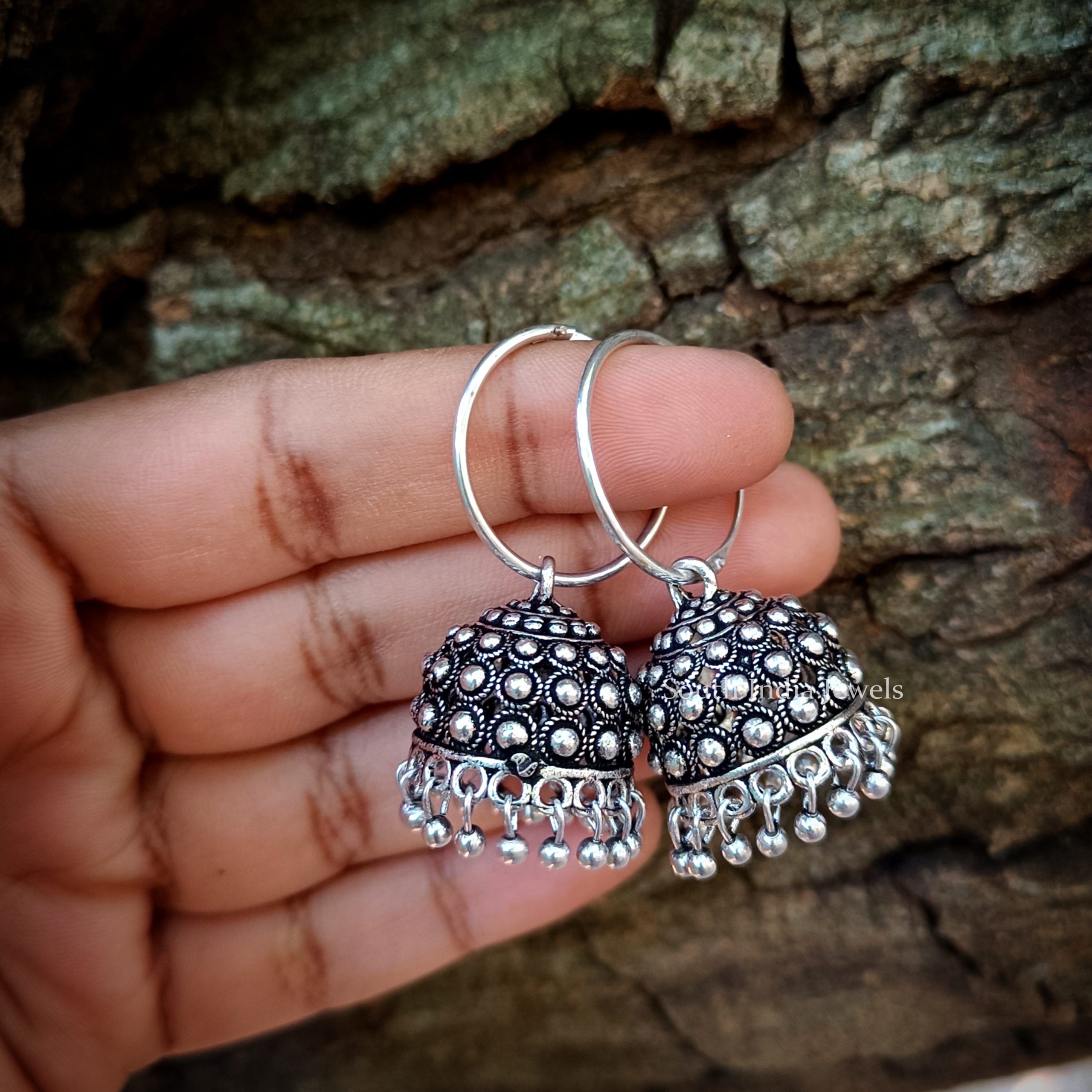 Antique Silver Fish Hook Jhumka Earrings For Girls And Women  Silver Palace