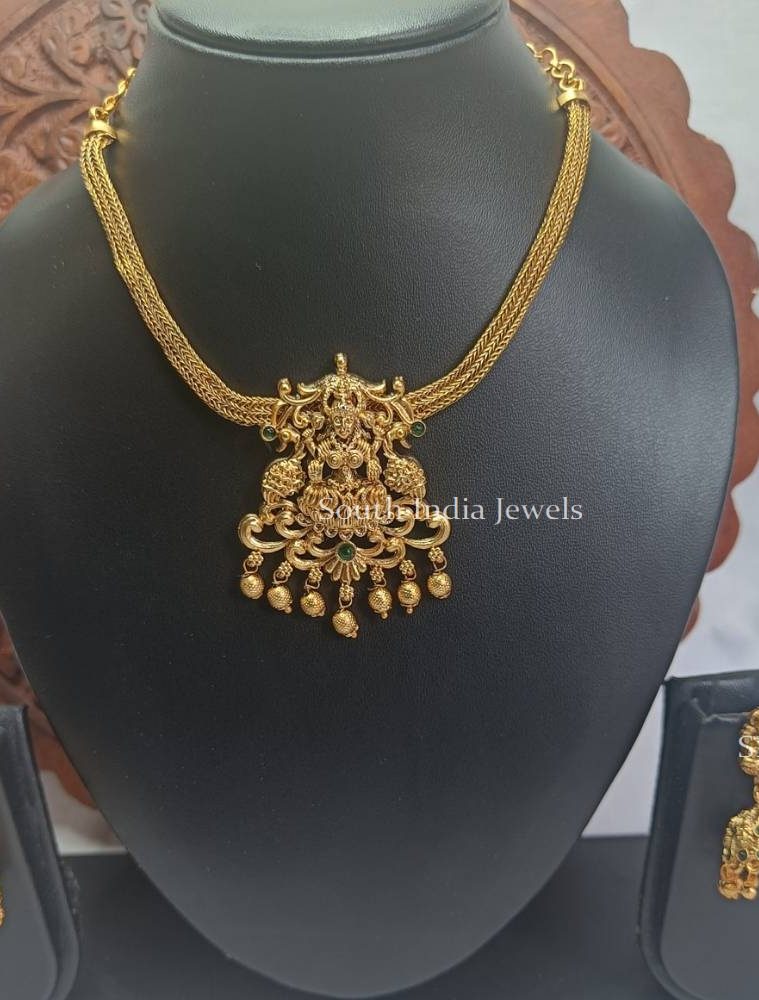 Beautiful Lakshmi Design Necklace with Jumkas