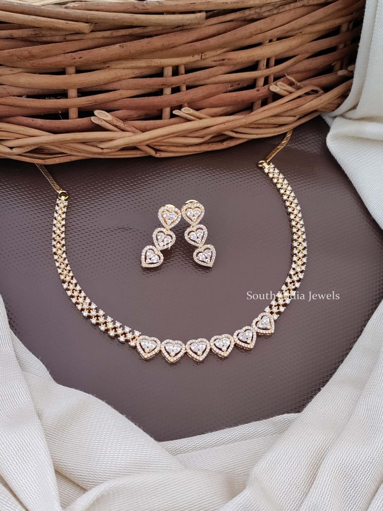 Elegant Heart Design CZ Necklace