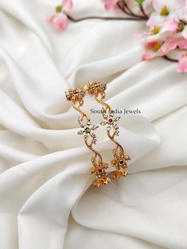 Floral AD Stone Bangles