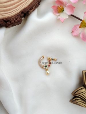 Floral AD Stones Nose Pin