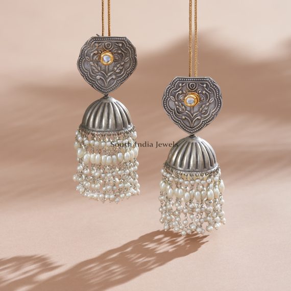 German Silver Pearl Jhumkas