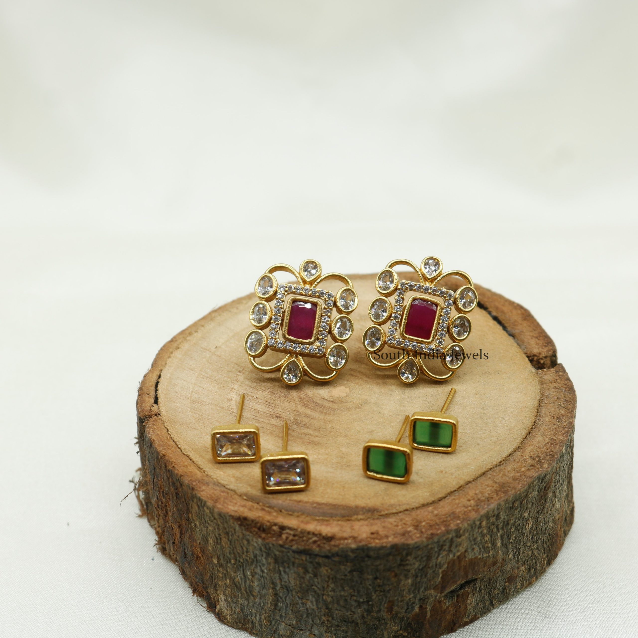 ZENEME Jewellery GoldPlated MultiColour 5 In 1 Interchangeable Stud  Earrings For Women and Girls OVAL  Amazonin Fashion