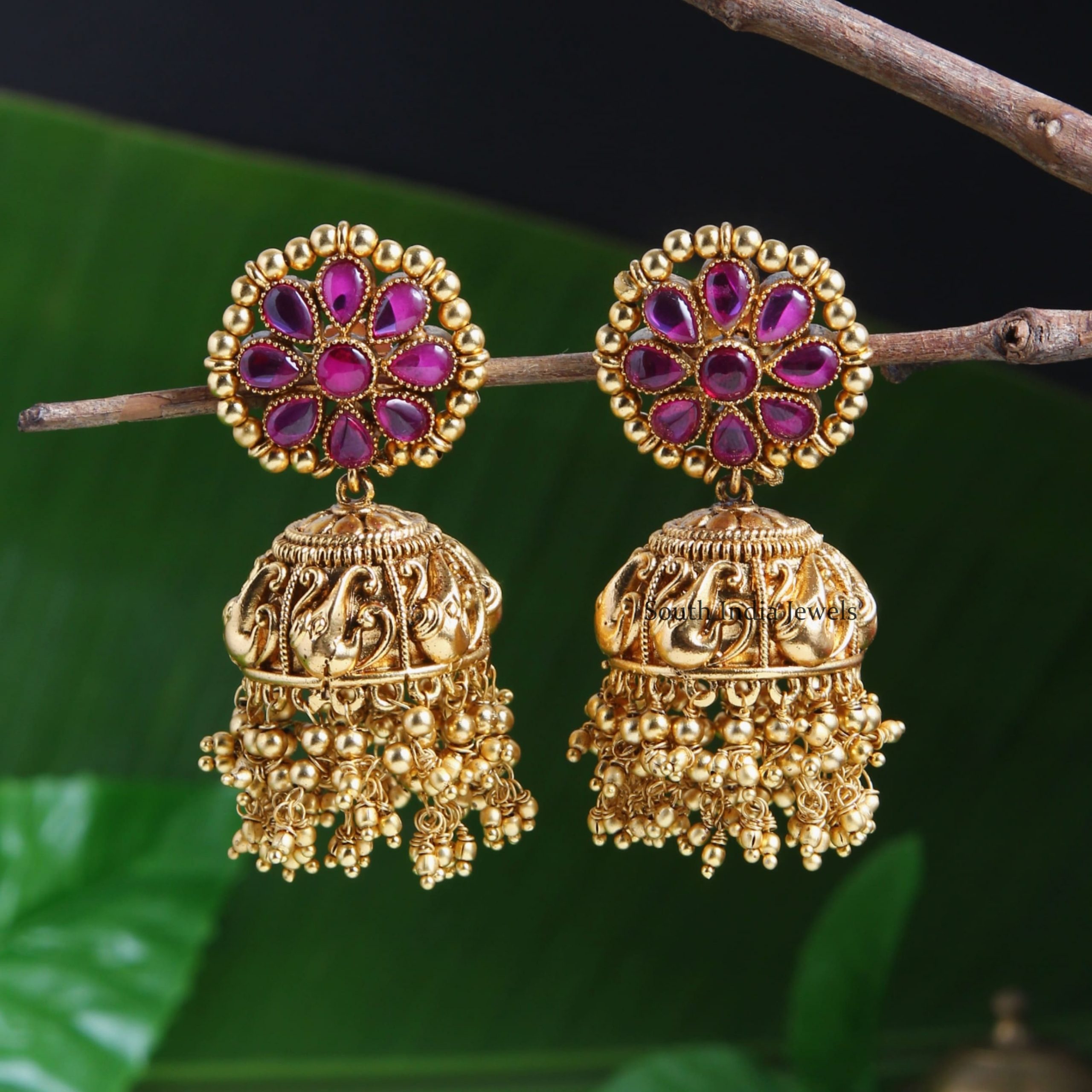 Lovely Kemp Stones Jhumkas-lovely Kemp Stones Jhumkas