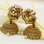 Peacock Matt Gold Jhumkas (2)