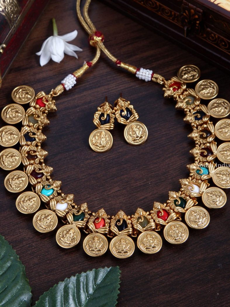 Simple Ganesha Lakshmi Coin Necklace