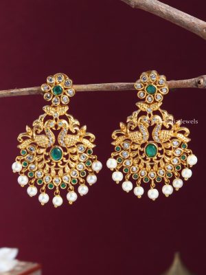 Simple Peacock Chandbali Earrings