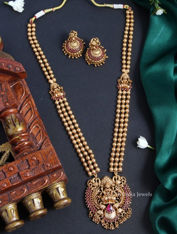 Traditional Antique Ball Lakshmi Haram - South India Jewels