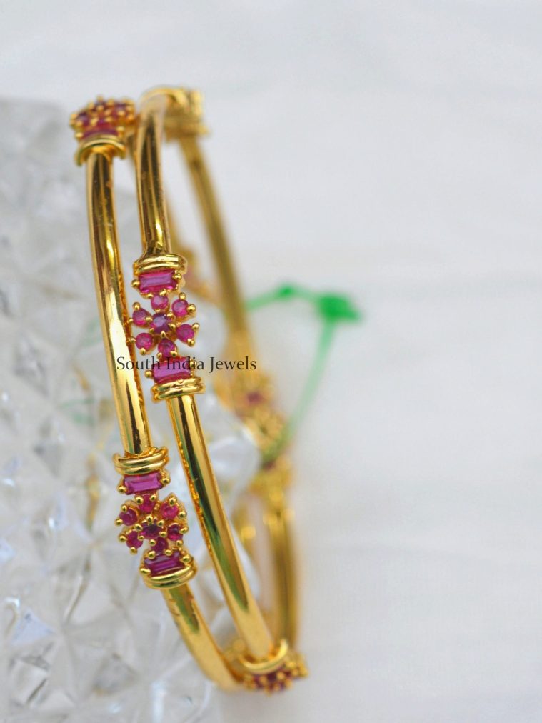 Rich Ruby Flower Bangles