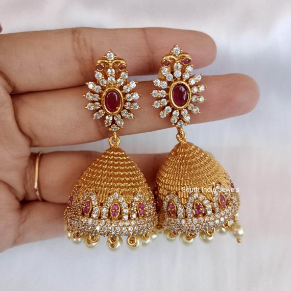 AD and Ruby Stone Jhumkas