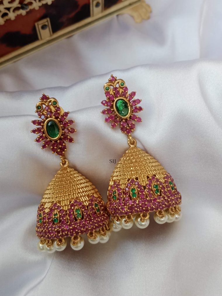 AD and Ruby Stone Jhumkas