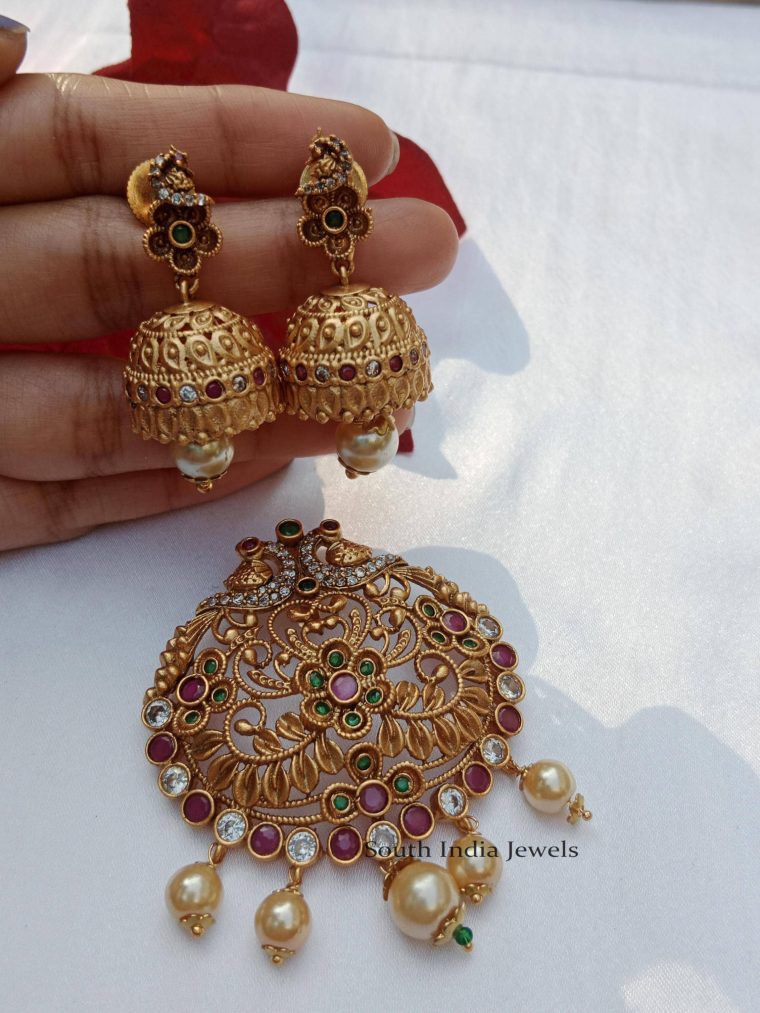 Antique Peacock Pendant Set