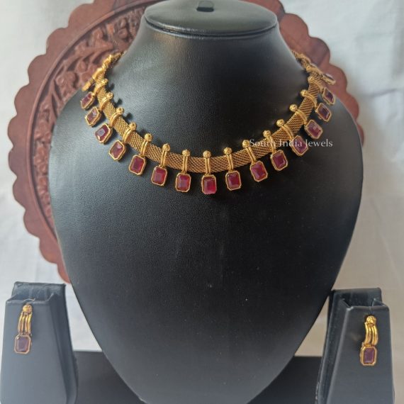 Awesome Maroon Stones Necklace