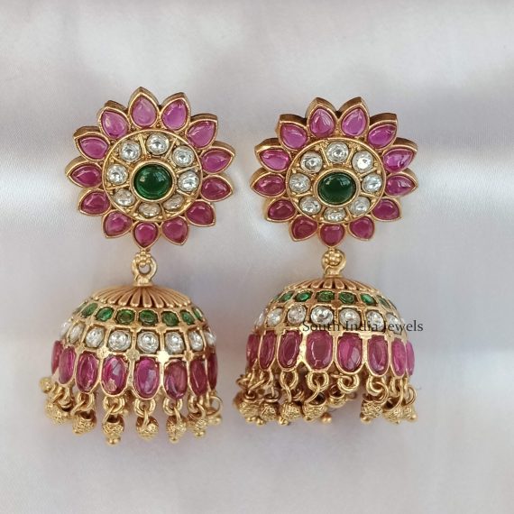 Awesome Tricolor Stones Jhumkas