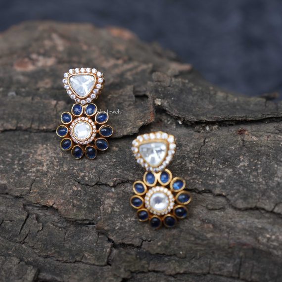 Beautiful Blue Polki Earrings
