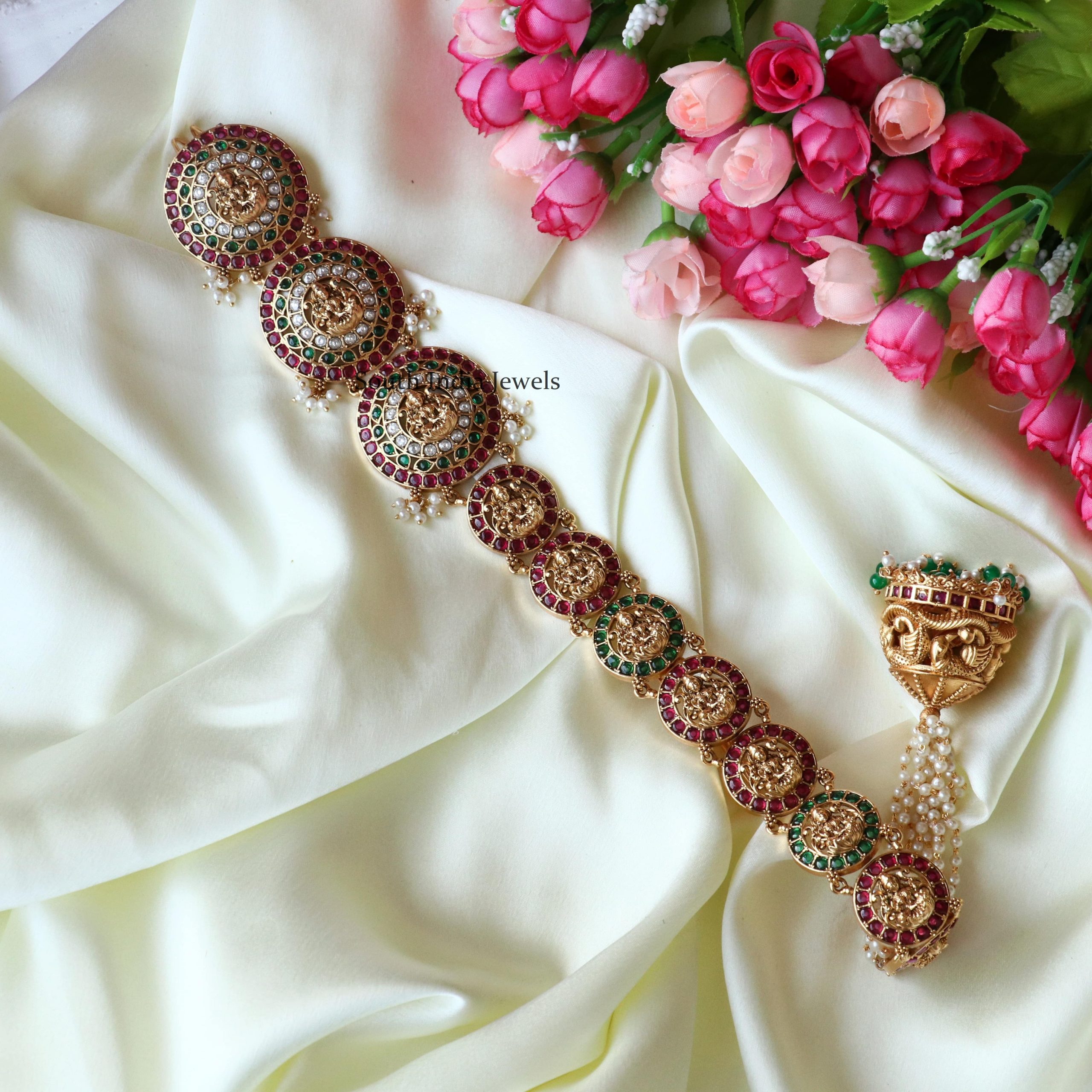 Peora Traditional Gold Plated White Kundan Pearl Studded Matha Patti Hair  Accessories for Women Girls