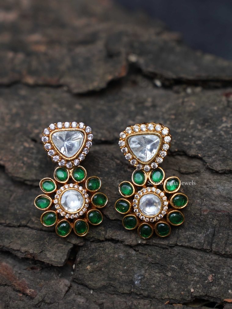 Dazzling Green Polki Earrings