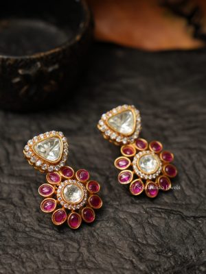 Fabulous Pink Polki Earrings