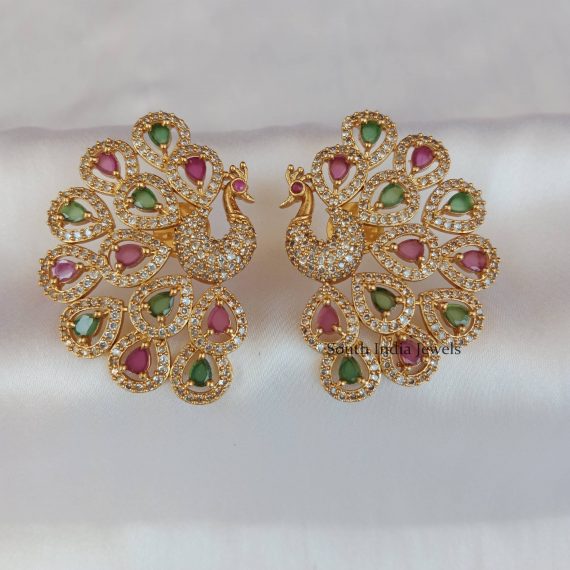 Gorgeous Peacock Red Green Earrings
