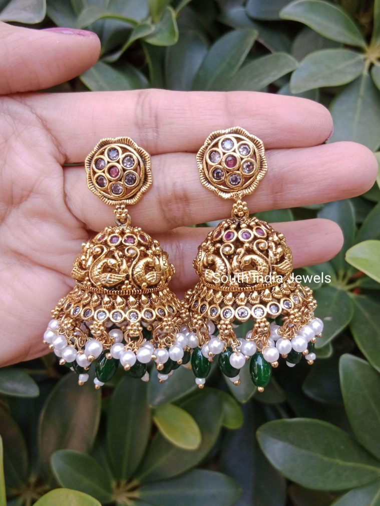 Antique Peacock Jhumkas