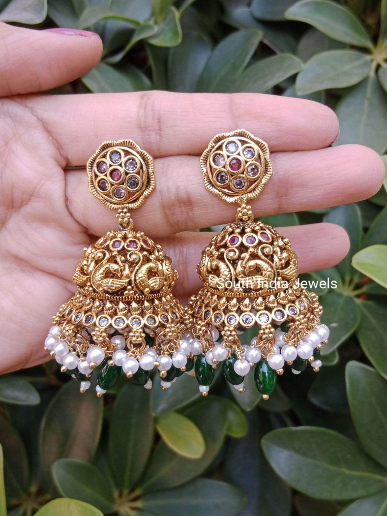 Antique Peacock Jhumkas