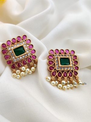 Pretty Square Shape Pearl Earrings