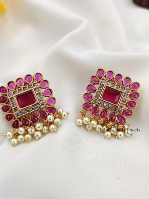 Pretty Square Shape Pearl Earrings
