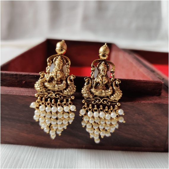 Amazing Lakshmi Pearl Earrings - South India Jewels
