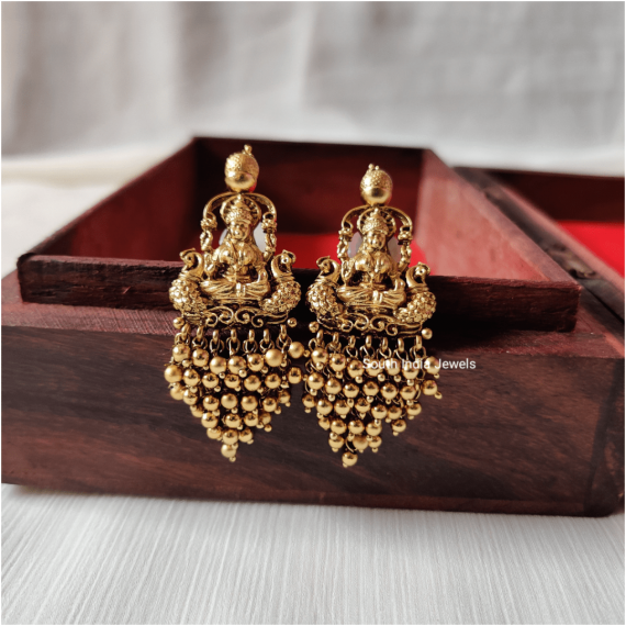 Antique Lakshmi Gold Beaded Earrings