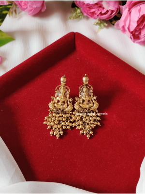 Antique Lakshmi Gold Beaded Earrings