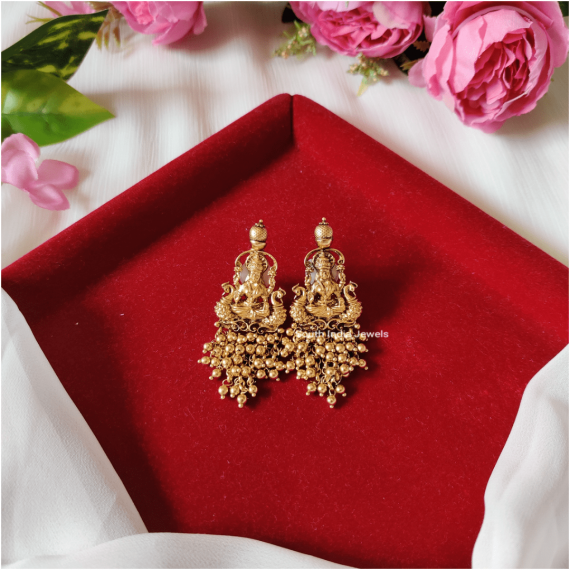 Antique Lakshmi Gold Beaded Earrings