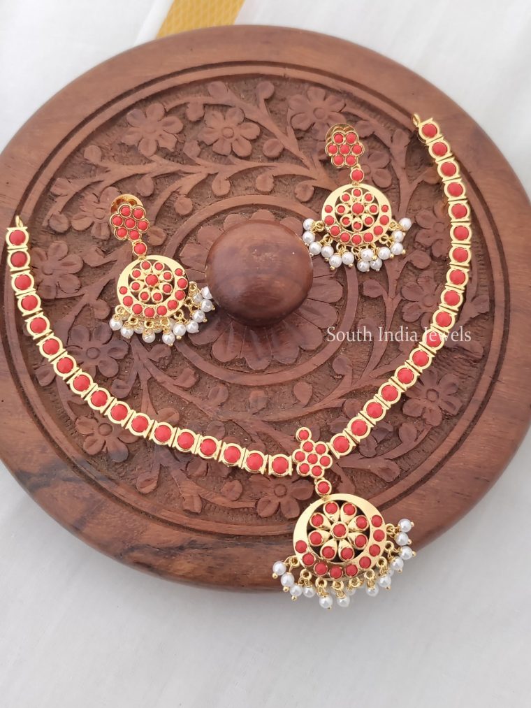 Beautiful Coral Attigai Necklace