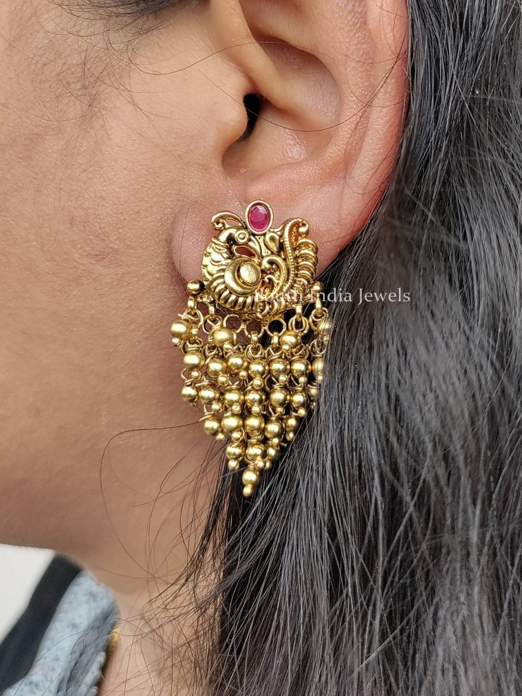 Beautiful Nakshi Peacock Earrings