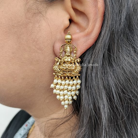 Beautiful Pearl Cluster Lakshmi Earrings