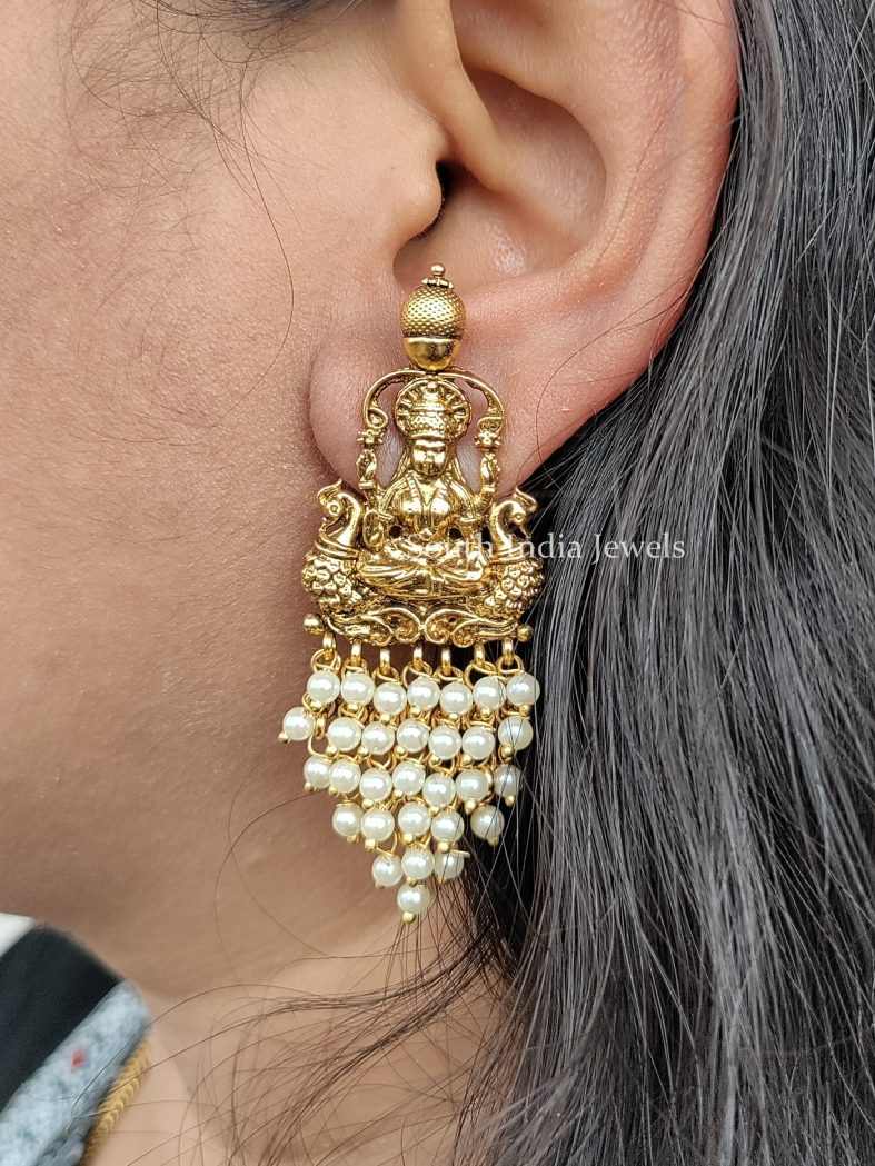 Beautiful Pearl Cluster Lakshmi Earrings