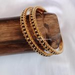 Black Bead Gold Bead Bangles