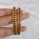 Black Bead Gold Bead Bangles