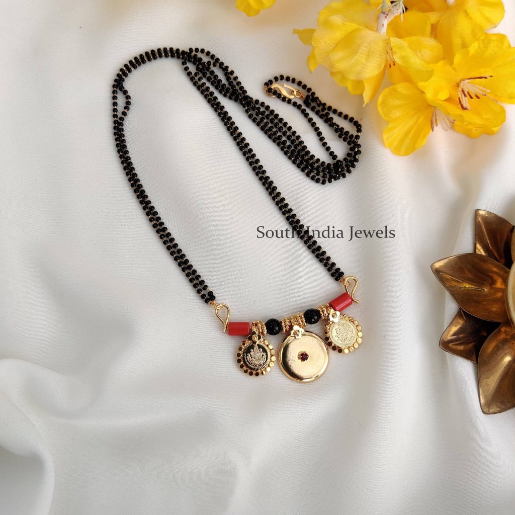 Black Beads Lakshmi Vatti Mangalsutra Chain - SIJ