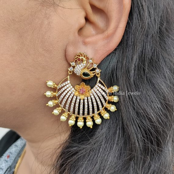 Charming CZ Stones Peacock Earrings