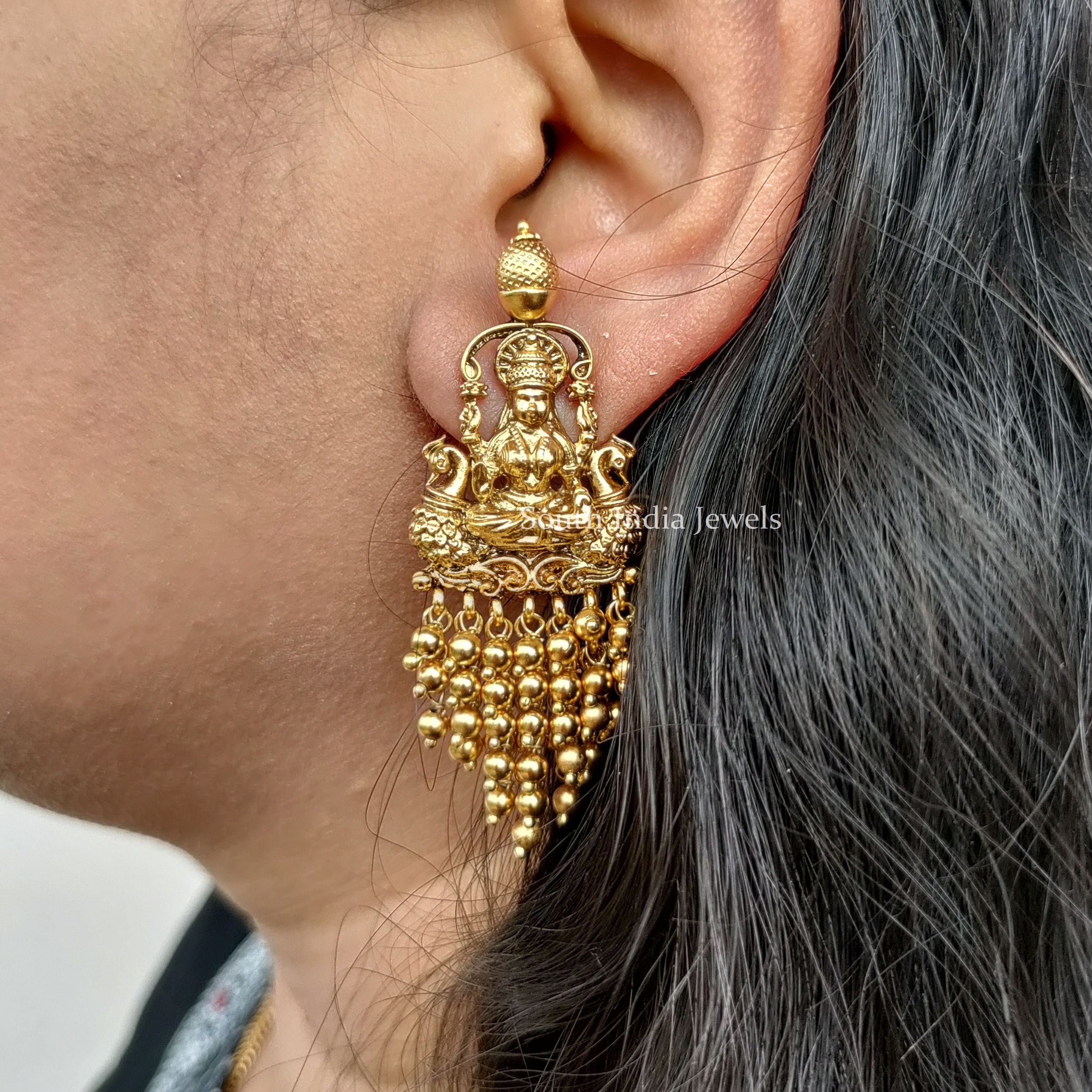 Pretty ornate South Indian Traditional Silver Temple Ruby Green Jhumka  Earrings… | Gold earrings designs, Wedding jewellery designs, Gold  jewellery design necklaces