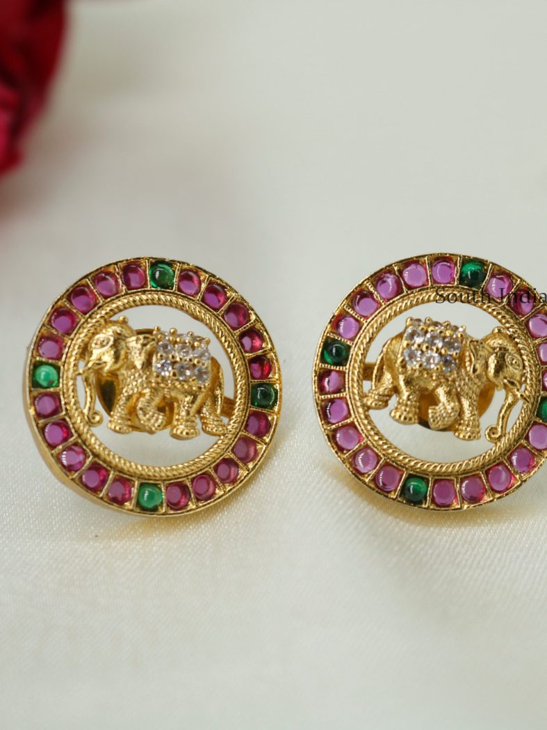 Cute Small Elephant Kemp Studs